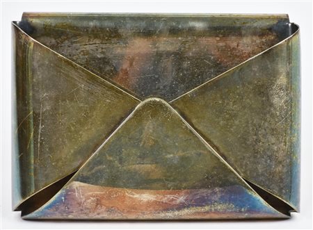 PORTALETTERE a forma di busta aperta in metallo argentato cm 15x20x13 Italia,...