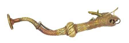 STRUMENTO MUSICALE in metallo a forma di dragone lunghezza cm 25 Cina, inizio...