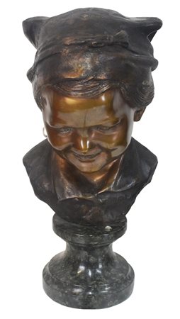 Giovanni De Martino RITRATTO DI FANCIULLA scultura in bronzo h cm 40 Napoli,...