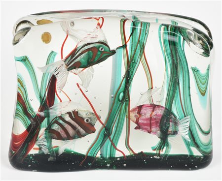 ACQUARIO IN VETRO DI MURANO di Gino Cenedese e Alfredo Barnini cm 14x19x6