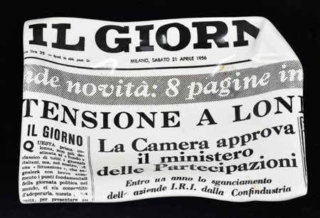SVUOTATASCHE FORNASETTI in porcellana raffigurante pagina de Il Giorno di...