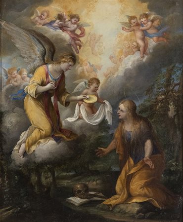 Maddalena penitente riceve l’ostia da un angelo