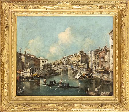 Veduta del Canal Grande col Ponte di Rialto visto da sud