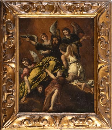 Santo assunto in cielo portato dagli angeli