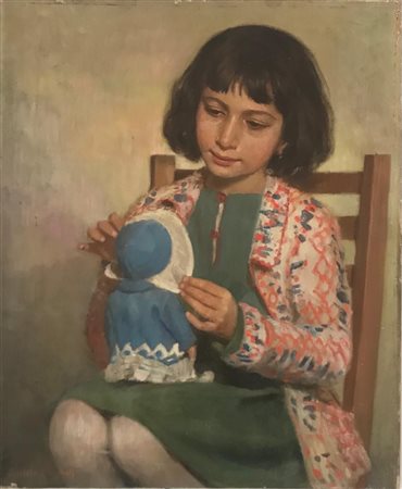 Guido Greganti “Ritratto di bambina con bambola”