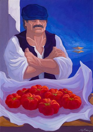 GUGLIELMO SIEGA (1935-2015) - Uomo con pomodori
