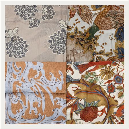 Giorgio Armani, Salvatore Ferragamo - Lotto composto da tre gran foulard e un foulard