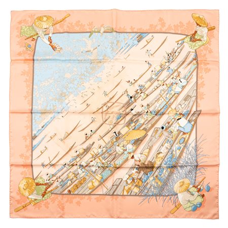 Hermès - Foulard Marché Flottant du lac Inlé