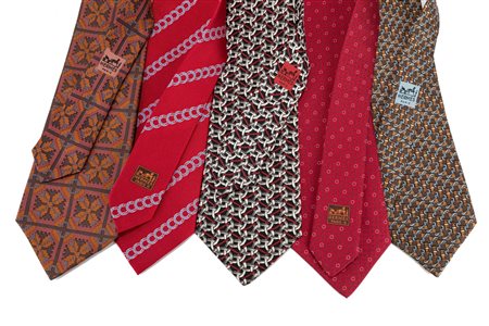 Hermès - Lotto di cinque cravatte