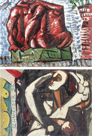 Riccardo Schweizer Senza titolo, 1956;Olio su compensato dipinto double-face,...