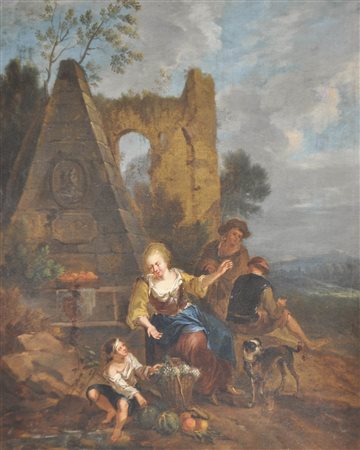 Maler um 1700, wohl niederländisch/deutsch/Pittore del 1700 Sosta davanti a...