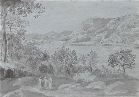 Josef Rebell Cernobbio al Lago di Como, 1810 ca;Sul retro: studi di alberi...