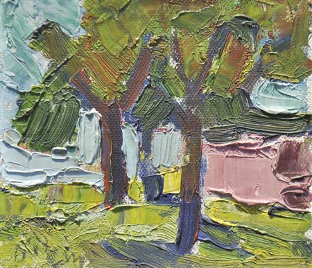 Artur Nikodem (Trient/Trento 1870 – Innsbruck 1940) Alberi e casa rosa, 1935...