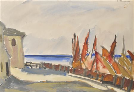 Erich Torggler (Kufstein 1899 – Innsbruck 1938) Barche colorate a...