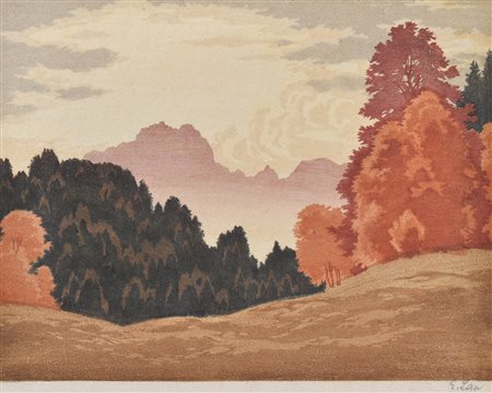 Engelbert Lap (Graz 1886 - Innsbruck 1970) Paesaggio autunnale tirolese,...