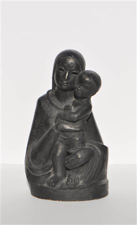 Karl Grasser (* Kortsch/Corces 1924) Madonna con bambino;Ceramica dipinta,...