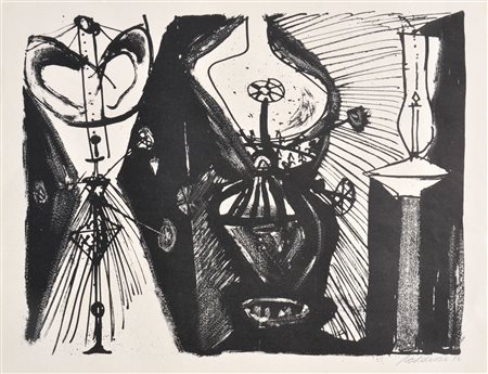 Kurt Moldovan (Wien/Vienna 1918 – 1977) Natura morta con lampada a olio,...