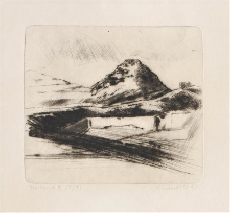 Reiner Schiestl Paesaggio spagnolo, 1982;Acquaforte, 19 x 21,7 cm (lastra),...