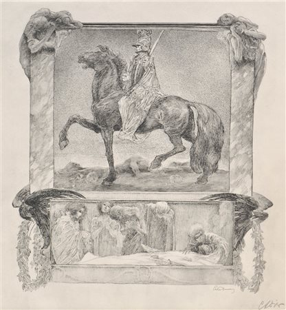 Erhard Amandus Dier Zwölf Fantasien aus ernsten Tagen, 1919; Mappa con testo...