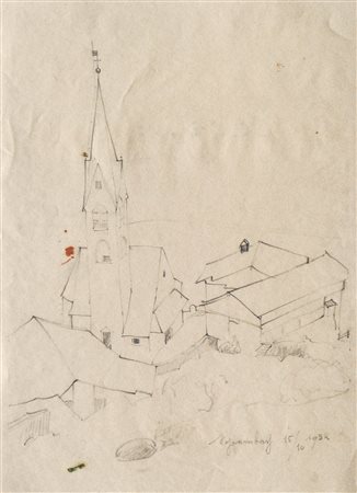 Anton Sebastian Fasal San Pietro Mezzomonte presso Bressanone, 1934;Matita,...