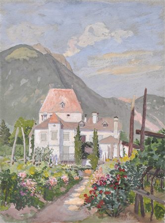 Lila Gruner Merano, Rundegg;Aquarell, 30 x 22 cm Signiert, rückseitig betitelt
