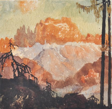 Josef Meng (Heideck 1887 – Kufstein 1974) Catinaccio nel rosso di...