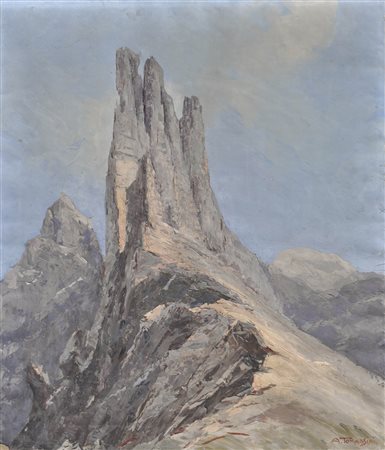 Augusto Tommasini Torri del Vajolet;Olio su tela, 75 x 65 cm Firma