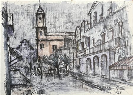 Erich Pattis Ischia, 1970;Gessetti, acquerello, 31 x 46 cm Firma, data e titolo