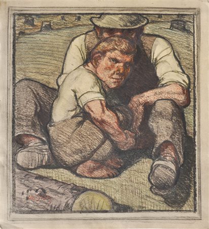 Albert Stolz (Bozen/Bolzano 1875 – 1947) Nano e gigante, 1920 ca.;Carboncino,...