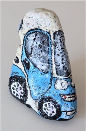 Ignoto SCULTURA scultura in pietra dipinta a mano, cm 16x16x10 firma