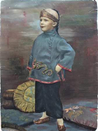 Ignoto SENZA TITOLO acrilico su cartone, cm 44x33 provenienza Cina, fine XIX...