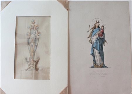 Ignoto LOTTO UNICO DI DUE OGGETTI opera grafica su carta 'St. Maria' Tob...