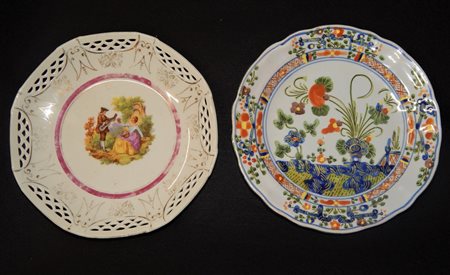 LOTTO UNICO DI 2 CERAMICHE piattino di Ceramica dipinta a mano originale di...