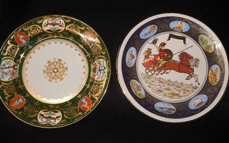 LOTTO UNICO 2 CERAMICHE piatto in ceramica con rifiniture oro (24K) di...