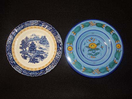 LOTTO UNICO 2 CERAMICHE piattino in ceramica dipinto a mano originale di...