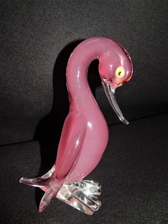 CIGNO IN VETRO DI MURANO cigno in vetro di murano color rosa in ottime...