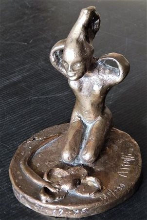 Ugo Attardi SENZA TITOLO scultura in bronzo, cm 14x11x11 firma es. 101/225