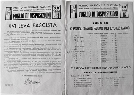 DOCUMENTO PERIODO FASCISTA foglio di disposizioni n. 113 del 1942 XVI Leva...
