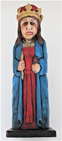 Ignoto PORTABOTTIGLIA scultura portabottiglia in legno dipinto, cm 46x14x15