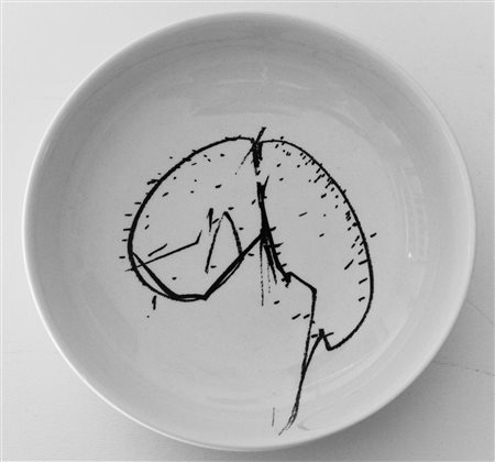 Emilio Scanavino SENZA TITOLO piatto in ceramica, diametro cm 19,5 firma es....