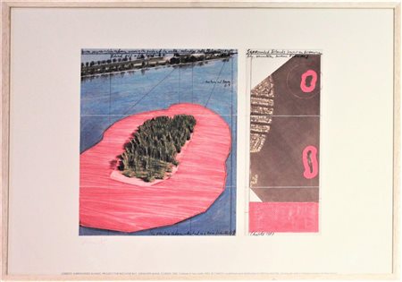 Christo SURROUNDED ISLANDS, MIAMI 1983 cromolitografia su carta, cm 76x56 non...