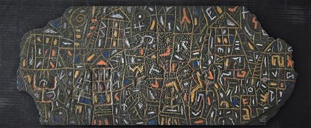 Stefano Zibetti SENZA TITOLO tecnica mista su pietra, cm 15x35 firma e dedica...