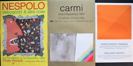 LOTTO UNICO DI TRE MANIFESTI lotto unico di tre manifesti vari di mostre...