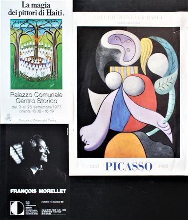 LOTTO UNICO DI TRE MANIFESTI lotto unico di tre manifesti vari di mostre...