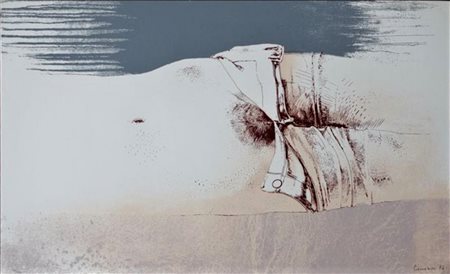 Leonardo Cremonini SENZA TITOLO serigrafia su carta, cm 56x90 firma es....