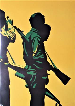 Bernard Rancillac SOLDATS serigrafia su carta, cm 80x56 firma es. 105/150