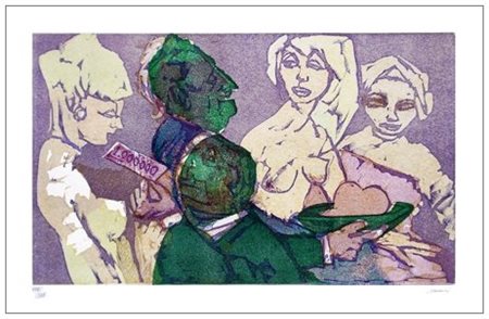 MINO MACCARI (Siena 1898 – Roma 1989) Senza titolo Acquatinta a colori...