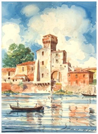 BRUNO SANTOCHI (Mezzana 1895 – Pisa 1962) Senza titolo Acquerello su...