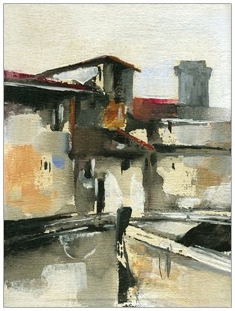 ENZO SPAGNOLI (Campiglia 1922 – Livorno 1985) Vecchia Livorno Olio su cartone...