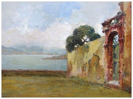 LUIGI PALTRINIERI (Pisa 1923 – 1996) Un angolo di Lerici Olio su faesite 22 x...